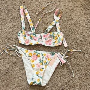 Floral Bikini Set with Lemon Print